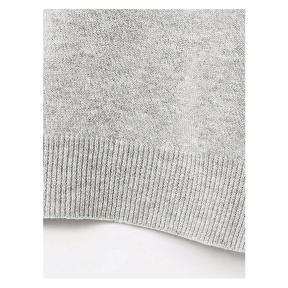 Grey Knit Sweater Top Round Neck Short Sleeve - Picture 10 of 11